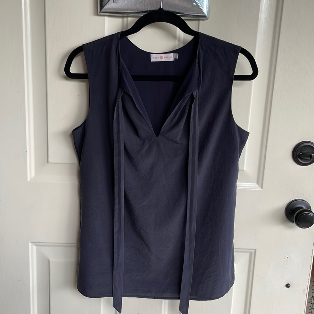 Tory Burch Charcoal Gray Silk Blouse